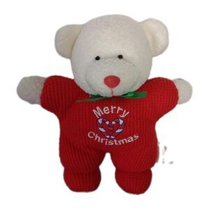 Soft Dreams Red Terry Thermal Merry Christmas Teddy Bear Plush Rattle Toy Plush